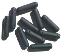 10 7x25mm Matte Black Two Hole Glass Spacer Beads